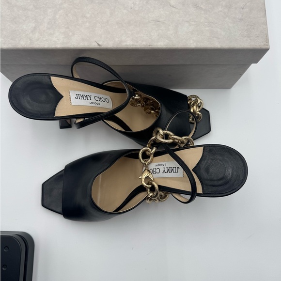 JIMMY CHOO
Sae 90 chain-embellished leather slingback sandals size 9 - Picture 10 of 16